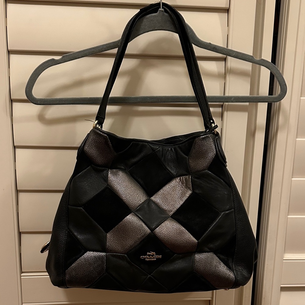 Chic Black and Silver Women's Bag- Coach Eddie bag